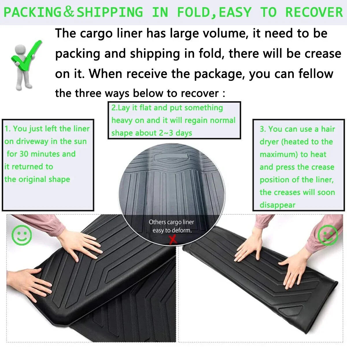 Easy to Clean 2011-2021 Jeep Grand Cherokee TPO Rear Cargo Trunk Mats Liner