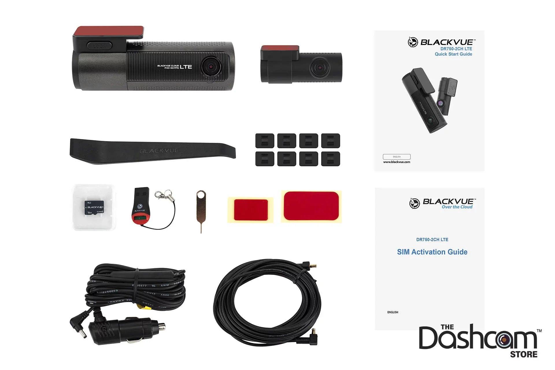 BlackVue DR750-2CH-LTE Dual Lens Front + Rear Dash Cam w/ Built-In 4G-LTE & 256GB BlackVue Memory Card