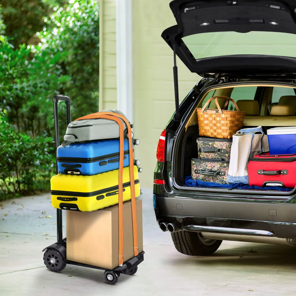 siisll Big Capacity Heavy Duty Folding Hand Truck Luggage Cart Moving Lightweight Utility Cart Luggage Folding Cart with Wheels Collapsible Platm Cart Home, Office and Travel Use. Black
