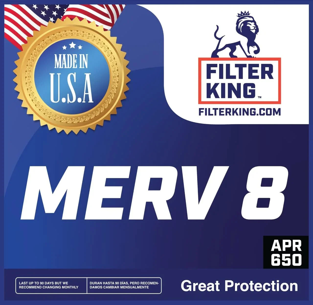 Filter King 26x16.5x1 Air Filter | 4-PACK | MERV 8 HVAC Pleated A/C Furnace Filters | MADE IN USA | Actual Size: 26 x 16.5 x .75"
