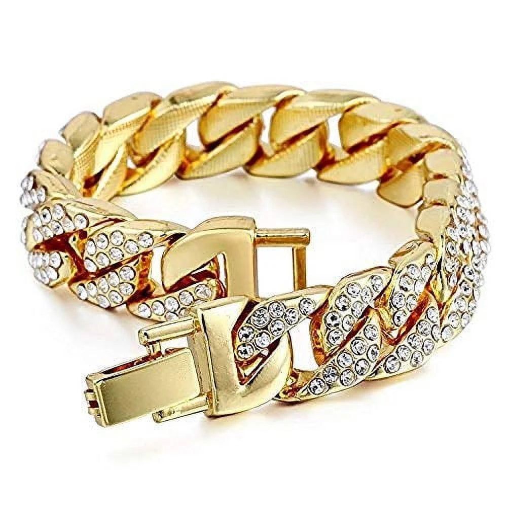 Bling'ed Out King and Queen Hip Hop Watch Set Perfect Power Couples to Flaunt On and Off The Dance Floor - ST10325/ST10364 His&Hers (Gld Blood Red)