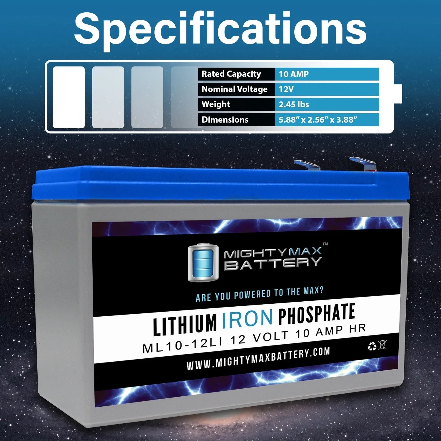 12V 10AH Lithium Replacement Battery with Streamlight E-Flood Box HL - 3 Pack