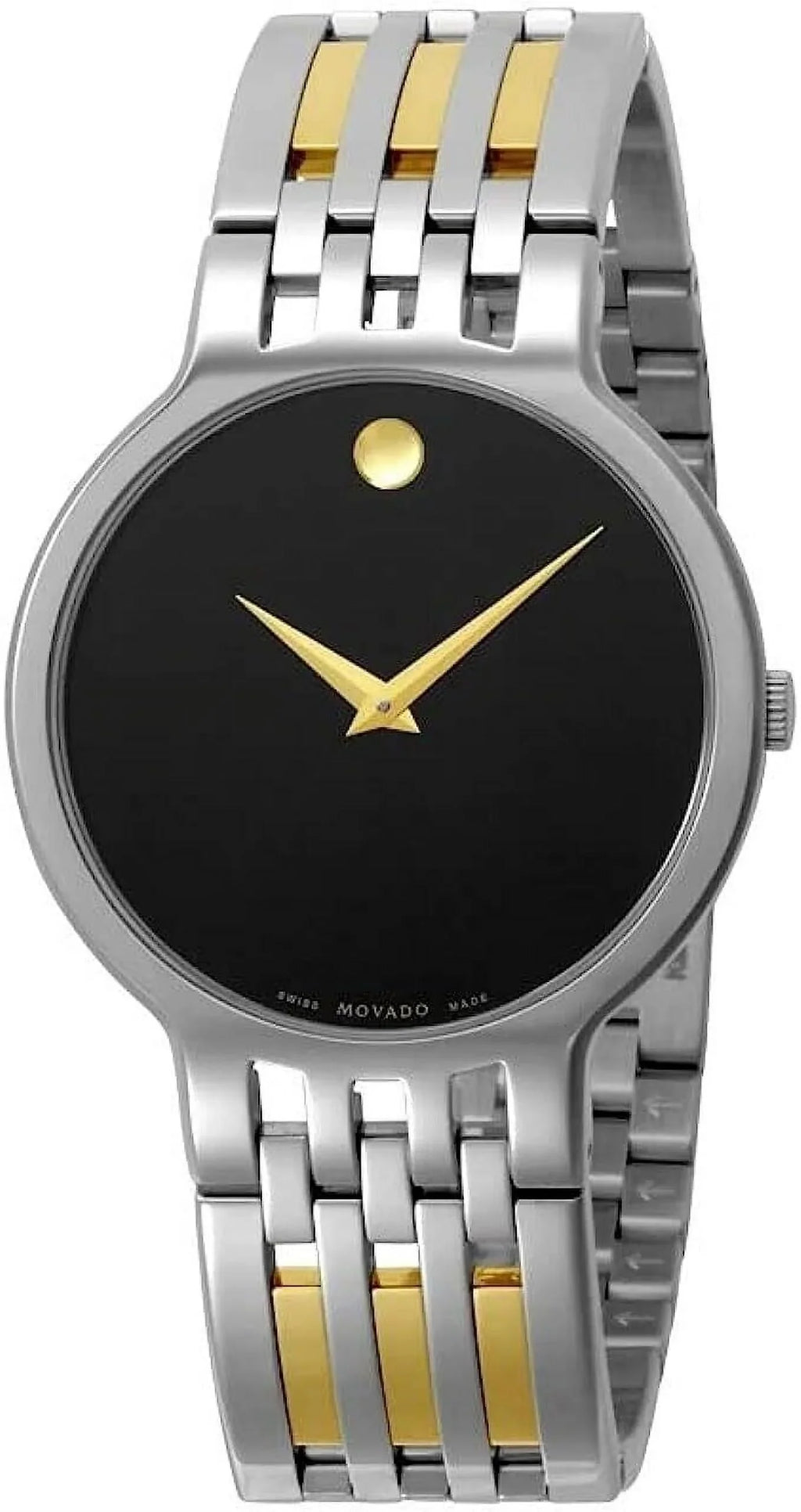 MOVADO 0606962 ESPERANZA BLACK DIAL TWO TONE STAINLESS STEEL MENS WATCH