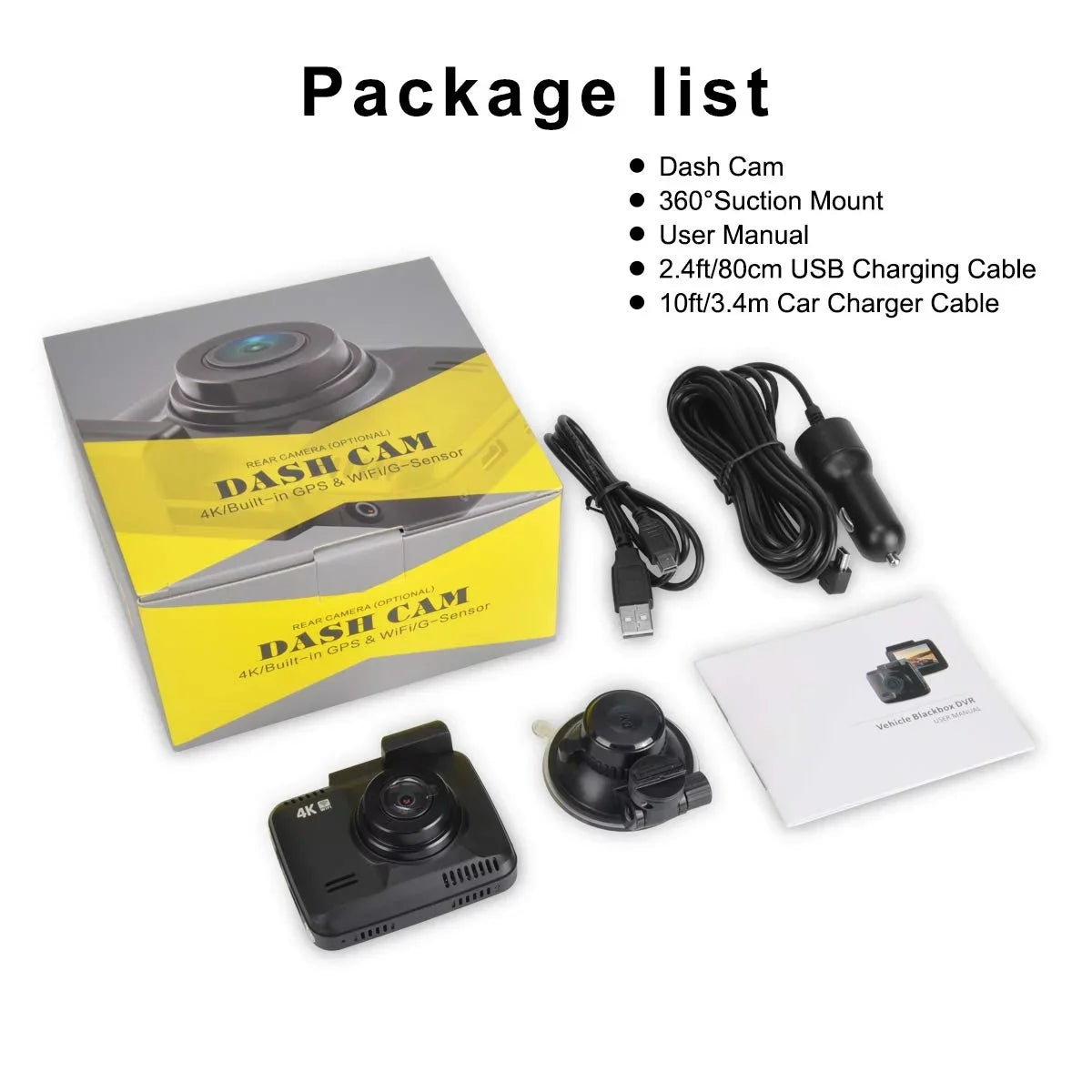 Iseebiz Dash Cam Built-in WiFi GPS, 2160P 24FPS Driving Recorder Car Dashboard Cam, App View, Novatek Chip, WDR, G-Sensor, Motion Detect, 150° Wide Angle, Loop Record, Parking Mode