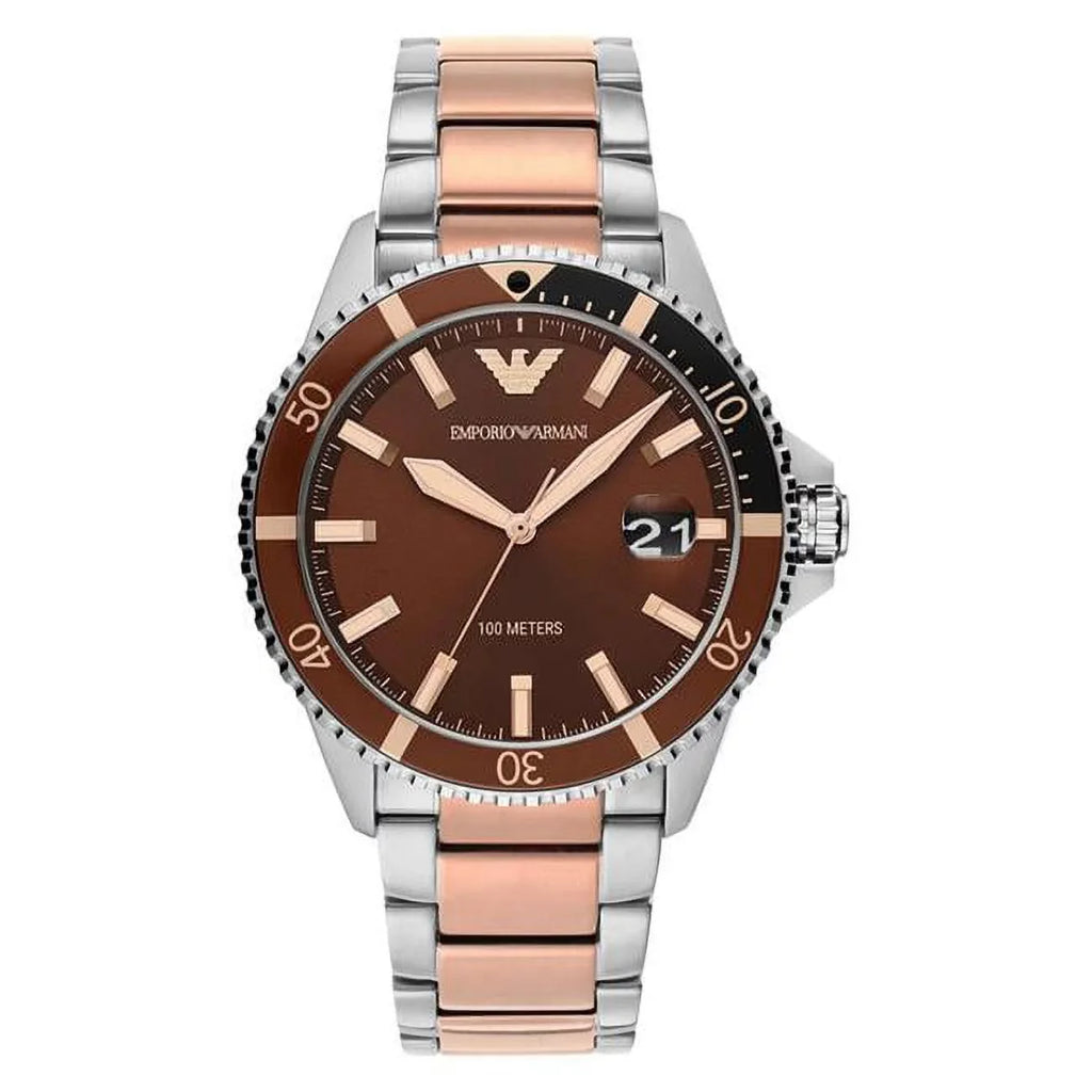 Emporio Armani 42 mm Two-Tone Watch Mens, Stainless Steel