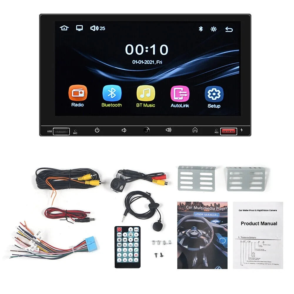 JLLOM 7" HD Screen Apple Carplay & Android Auto MP5 Player Wired Mirror Link Bluetooth AUX Fast Charge - Car Stereo System