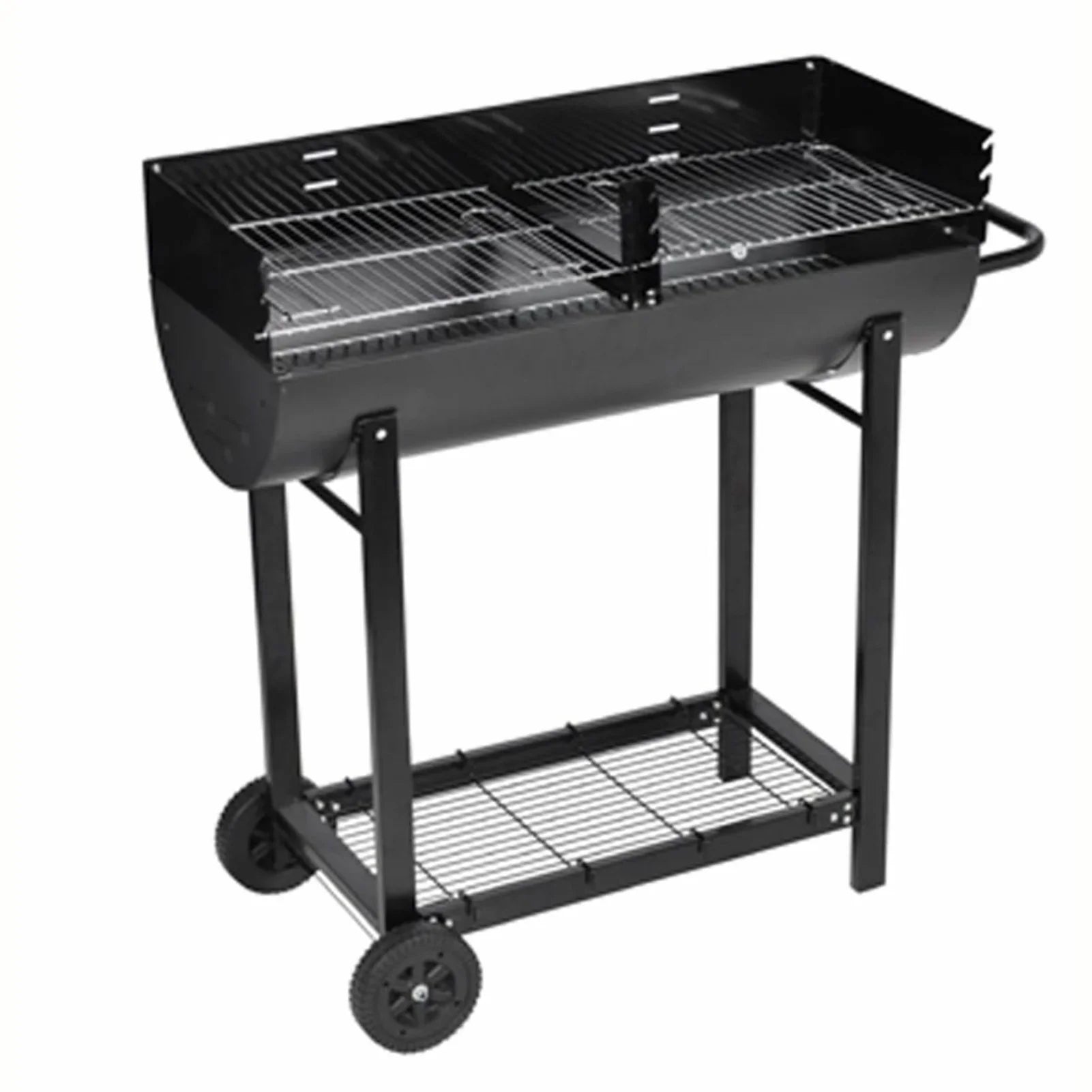 moobody Charcoal BBQ Stand with Lower Shelf and Wheels Steel Barbecue Grill Black Camping Cooking, Grilling, Smoking, Picnic, Hiking, Party, Garden, Patio 39.4 Inch Length