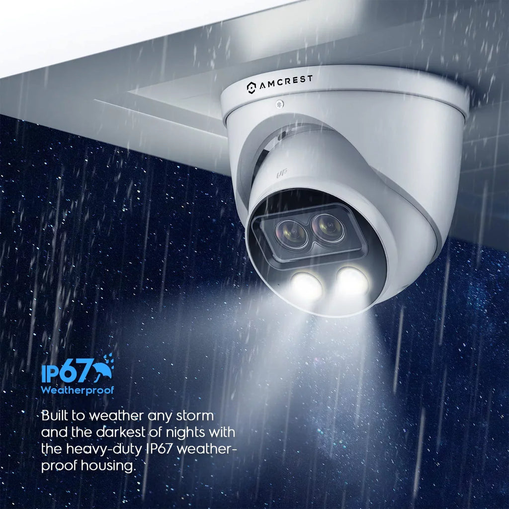 Amcrest Dual-Lens 4K (2 x 2K) AI Outdoor Security Turret IP POE Camera, 8MP (2 x 4MP) @25fps,