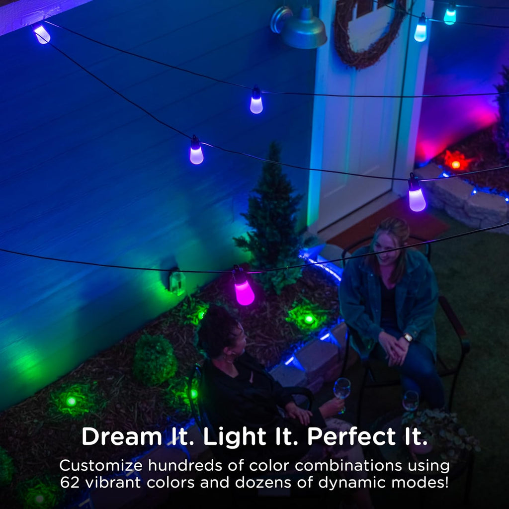YANRUI Smart Color Changing String Lights, 96 ft, 30 Lightweight RGB LED Patio Lights, proof, Customizable, Wi-Fi App Control, Dimmable Outdoor String Lights, 79617