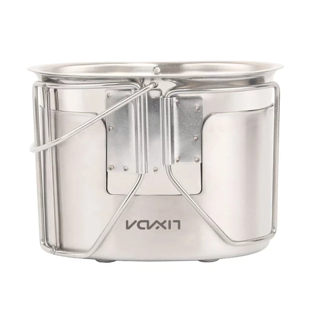 Lixada Kitchenware Set - Stainless Steel Canteen Cup Hanging Pot with Wood Stove Camping and Survival