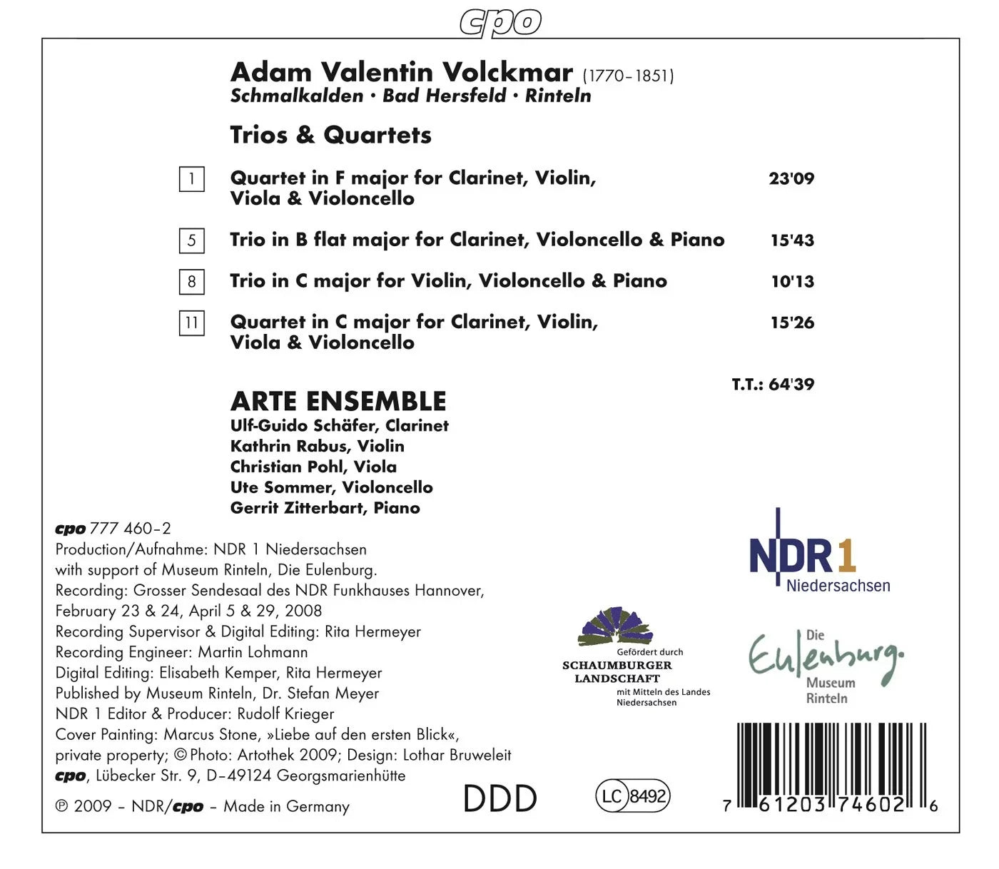 Arte Ensemble Hannover - Trios & Quatets - Classical - CD