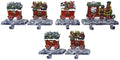 LuLu Decor, 100% Cast Iron Christmas Stocking Holders, 2D Train Engine with 5 Rail carts, 7 Stocking Hooks, Beautiful & Strong Sturdy Heavy Hooks, Each Weighs Approx 3 lb (Combo Train 2D)