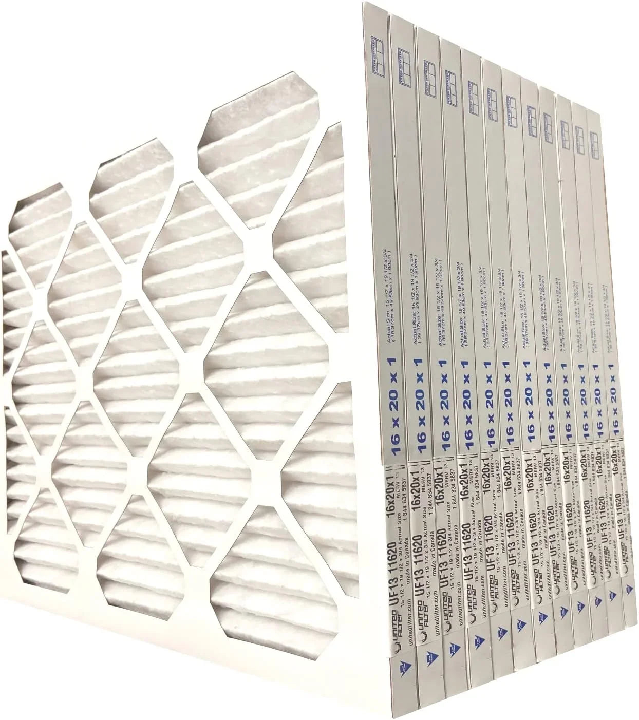 United Filter 16x20x1 MERV 13 Furnace Air Filters (Case of 12) - HVAC Filters Home & Office - Purify Air, Removes Pollen, Mold, Bacteria & Smoke - Replacement Air Filters