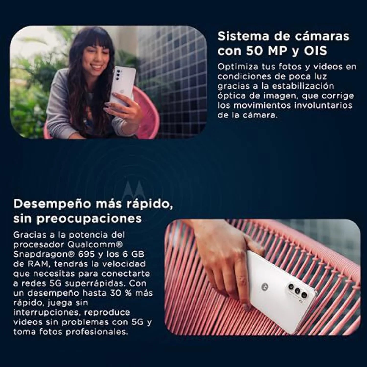 Motorola Moto G82 5G Single SIM | 6GB RAM + 128GB Internal Storage | Stereo Speakers W/Dolby Atmos | 50MP OIS Main Camera | 6.6" OLED 120Hz Display | GSM Only NO CDMA| International Version - (White)