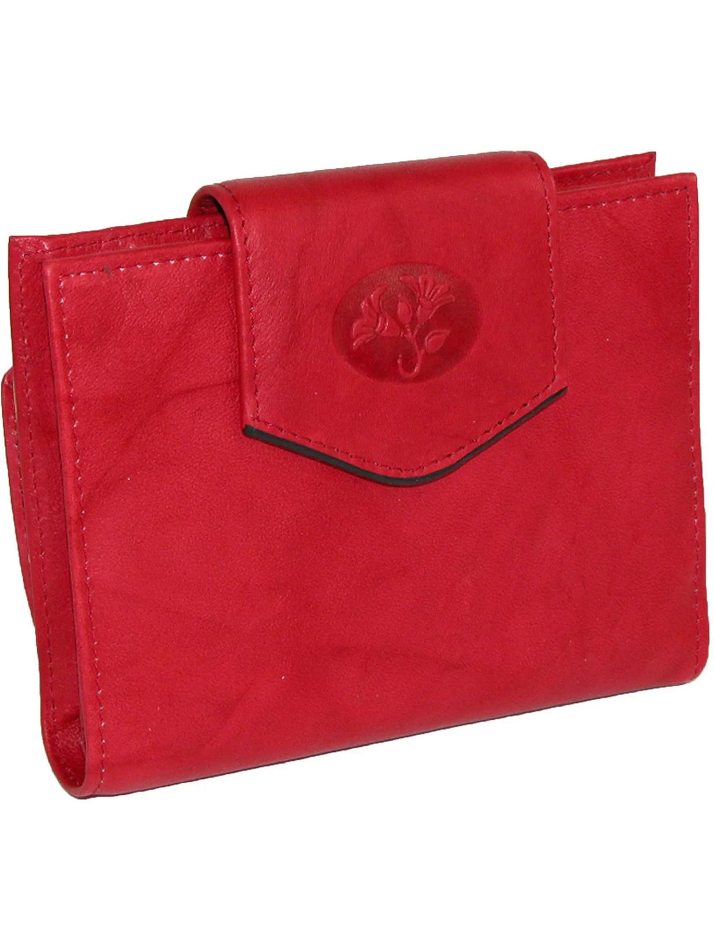 Womens Leather Attache Clutch Cardex Wallet and Coin Purse, Red