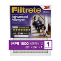 Filtrete by 3M, 20x24x1, MERV 12, Advanced Allergen Reduction HVAC Furnace Air Filter, Captures Allergens, Bacteria, Viruses, 1500 MPR, 4 Filters