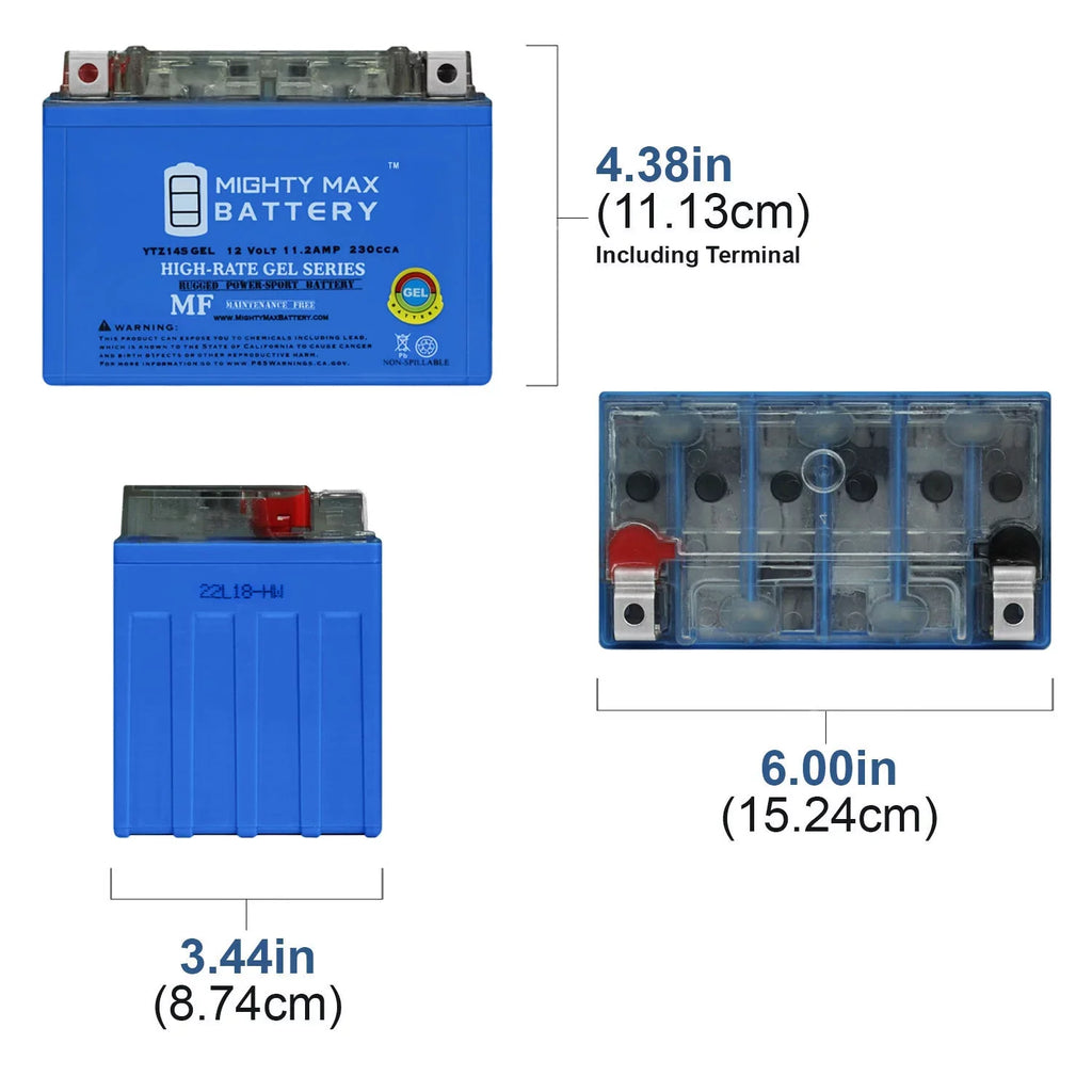 YTZ14SGEL 12V 11.2AH Replacement Battery Matching with Honda 750 RS Phantom 10-18 - 4 Pack