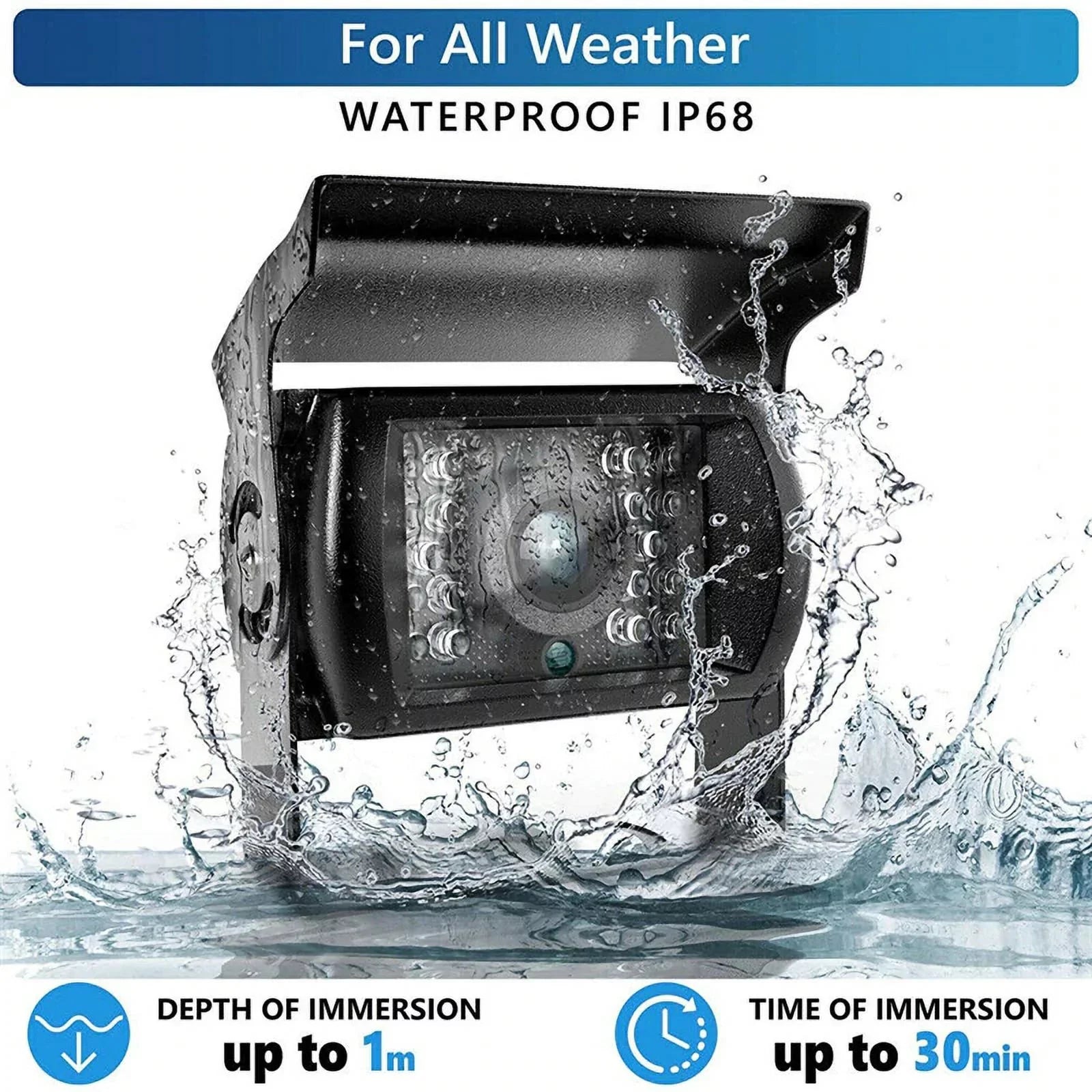 12V/24V parking system 7inch TFT LCD Car Monitor IR with 18 LED camera Bus RV Car Van Truck reverse Night Vision+32 feet cable