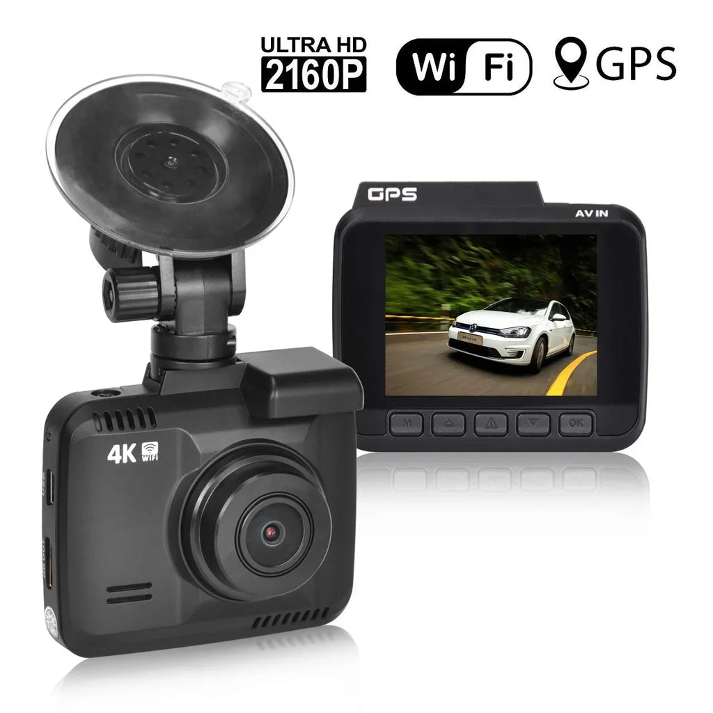 Iseebiz Dash Cam Built-in WiFi GPS, 2160P 24FPS Driving Recorder Car Dashboard Cam, App View, Novatek Chip, WDR, G-Sensor, Motion Detect, 150° Wide Angle, Loop Record, Parking Mode