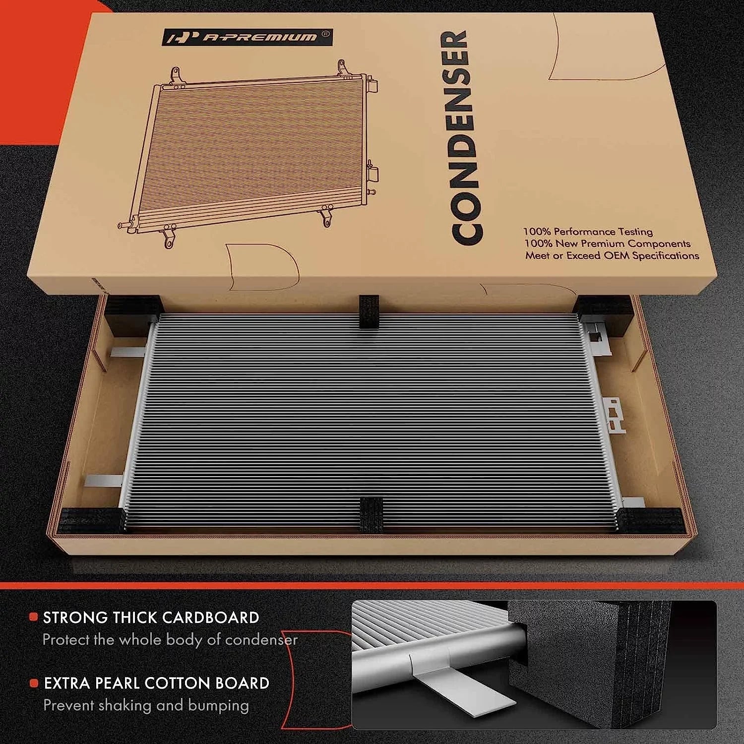 A-Premium Air Conditioning A/C Condenser with Kia Sorento 2021-2022 & Hyundai Santa Fe 2021-2022, Santa Cruz 2022, 2.5L, Replace# 97606Q5250