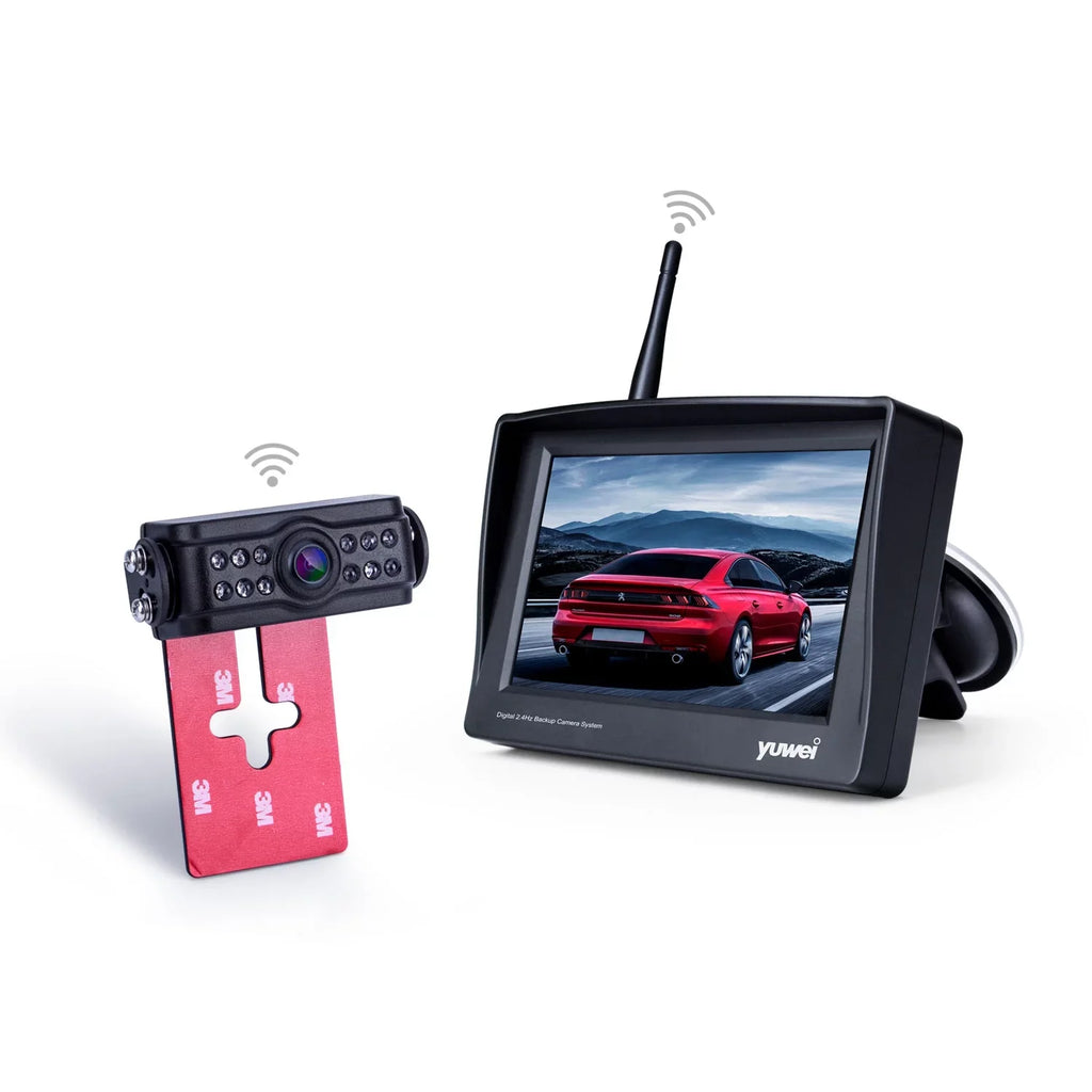Yuwei 4.3" Digital Wireless Backup Camera and Monitor with Nightvision Rear View Camera Trucks, SUV, and Universal Cars