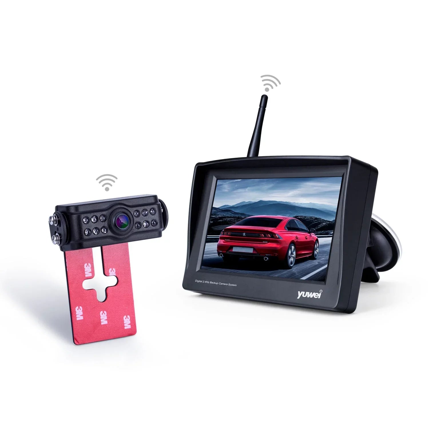 Yuwei 4.3" Digital Wireless Backup Camera and Monitor with Nightvision Rear View Camera Trucks, SUV, and Universal Cars