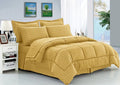 Celine Linen Wrinkle - Silky Soft Dobby Stripe Bed-in-a-Bag 8-Piece Comter Set - King Gold