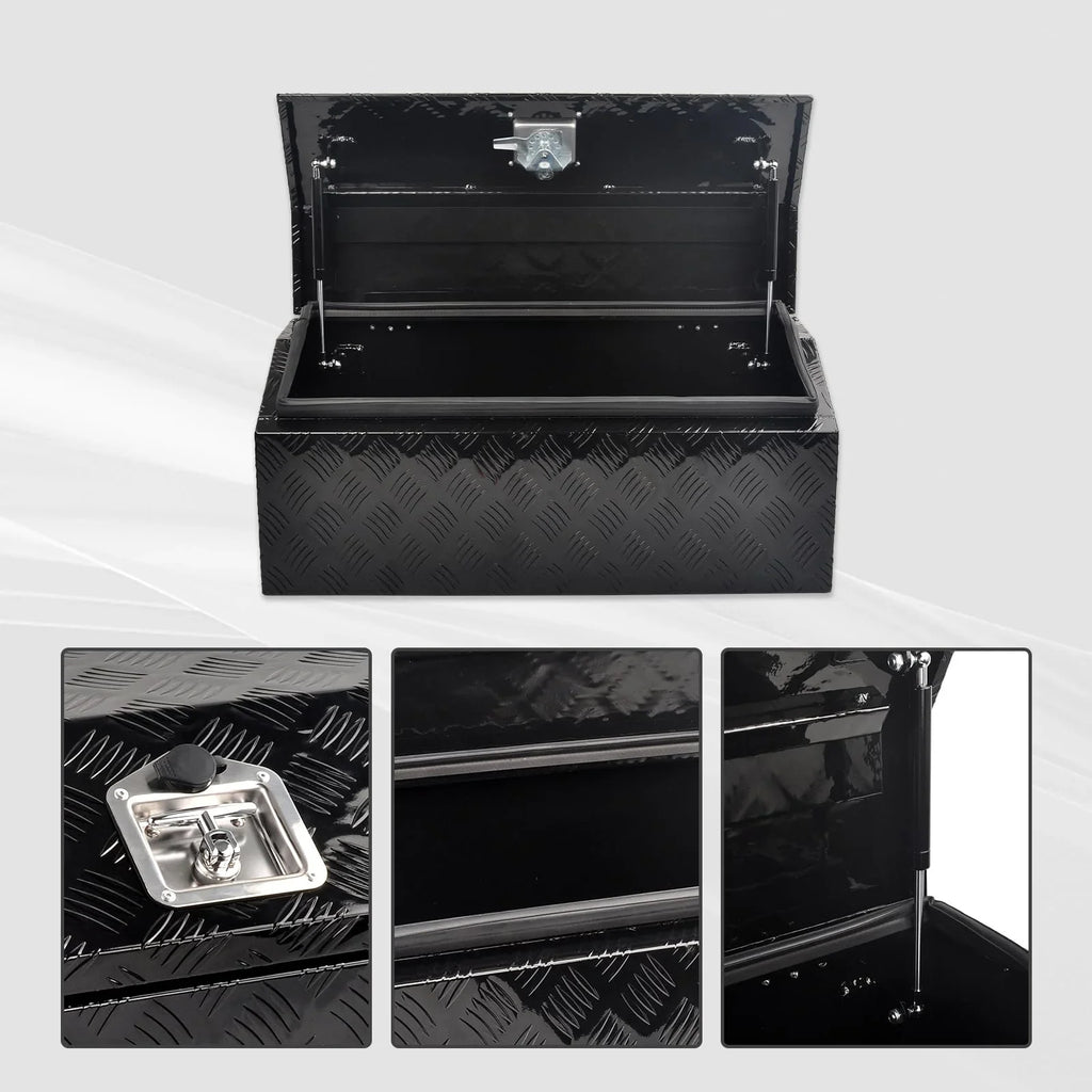 FGJQEFG 30 Inch Aluminum Trailer Tongue Tool Box RV Storage Organizer w/ Lock 30x13.2x13.5 Inch