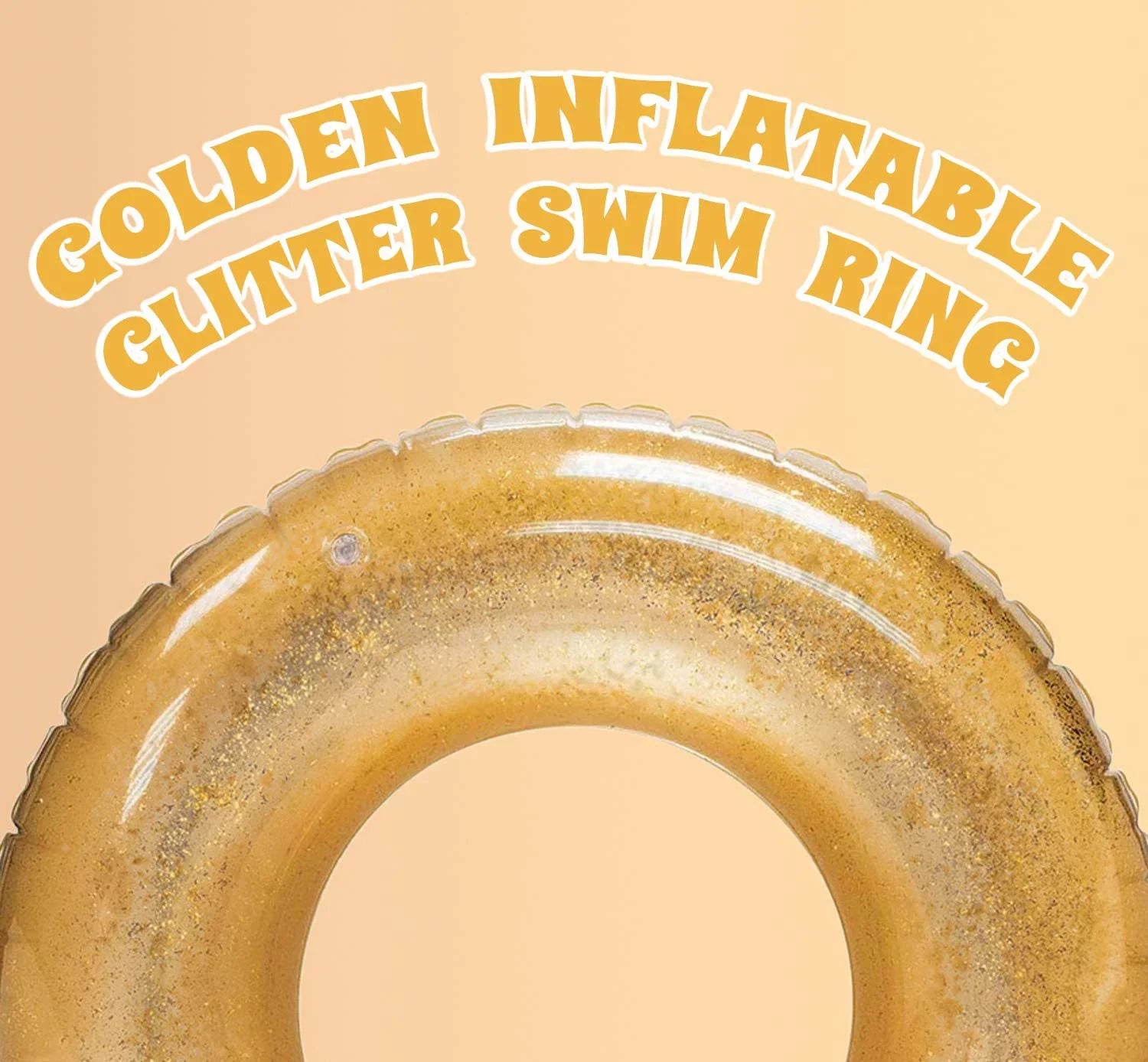 Terra Inflatable Pool Toys - Pool Floats Tube Gold Rings, Pool Floaties Toys with Glitter Swimming Pool Party, Beach Swimming Pool Float Toys Adults Kids | 48 Inch