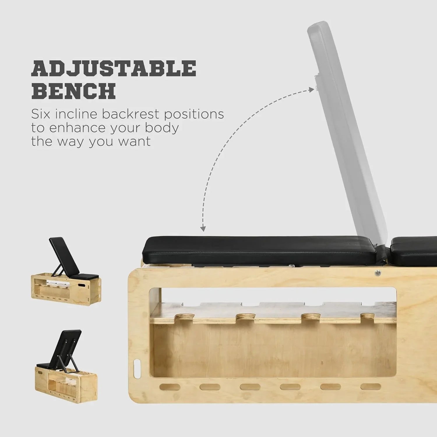 Adjustable Weight Bench, Workout Bench With Storage Rack Resistance Rope, Incline Bench Weight Lifting Equipment For Home Gym Arms & Chest Strength Training