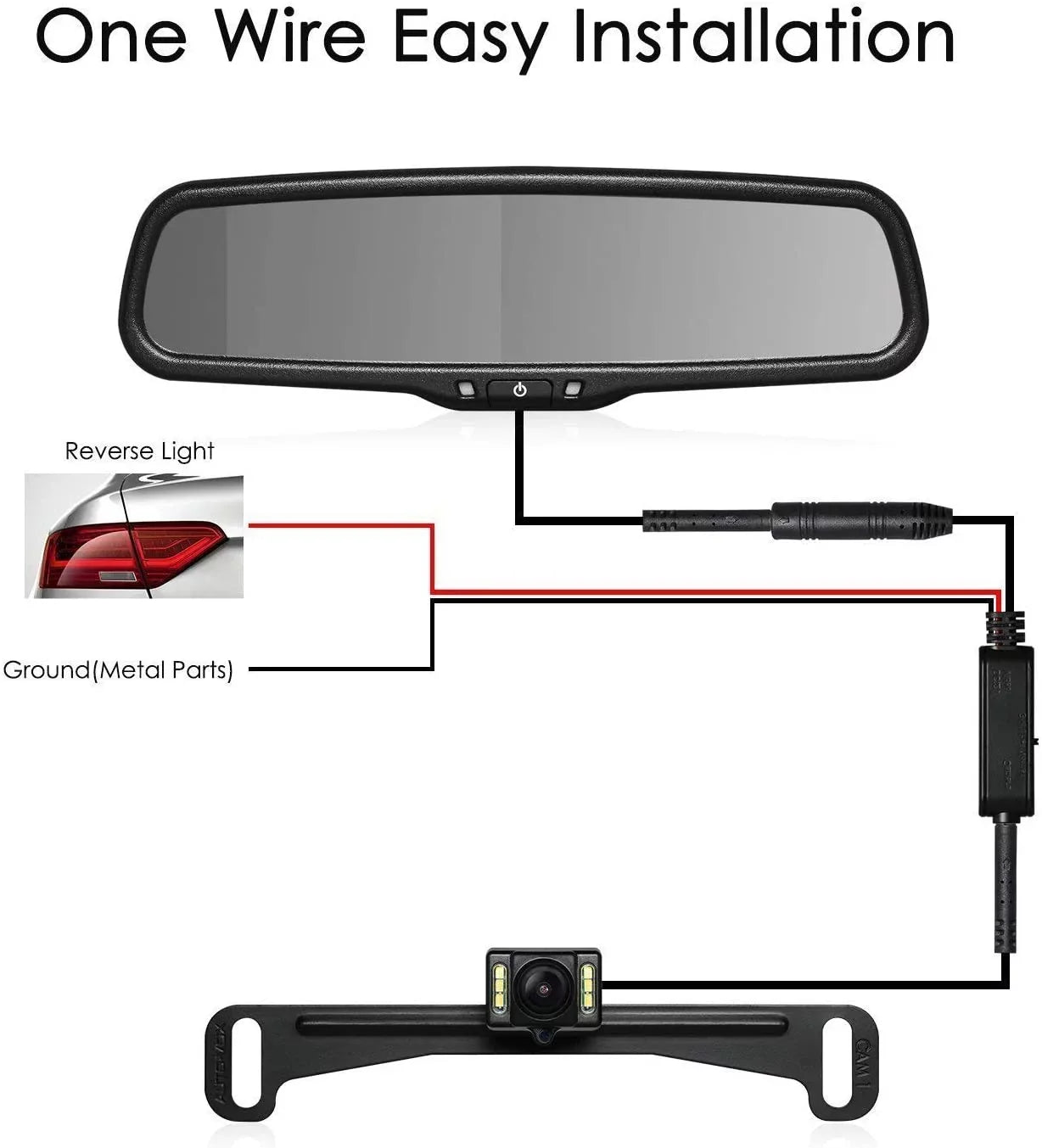 AUTO-VOX 4.3”LCD OEM Rear View Mirror Monitor with IP 68 Waterproof Back Up Car Camera, Night Vision Back Up Camera System Parking & Reversing (T2 )