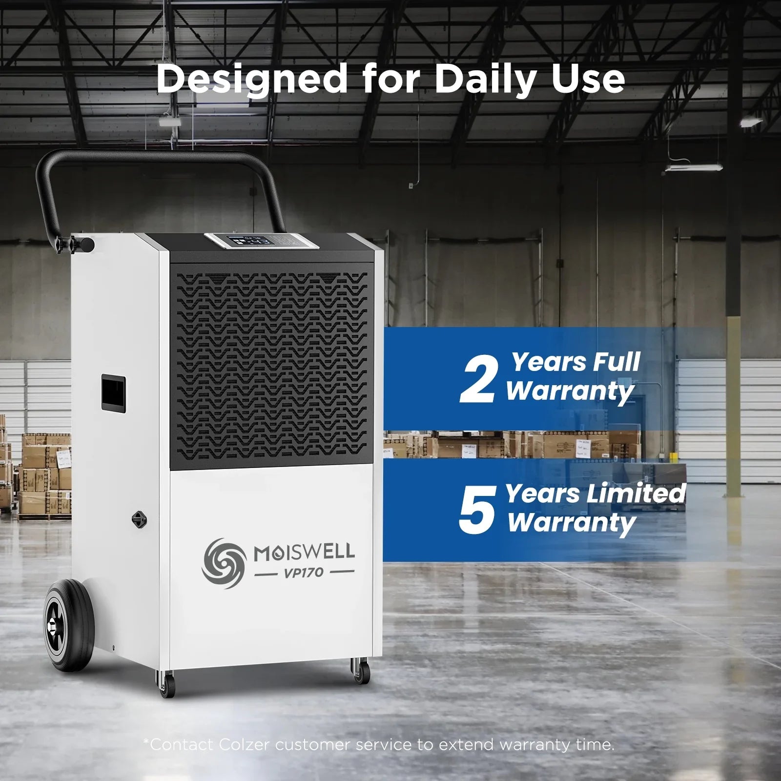 Moiswell 170 Pints Commercial Dehumidifier with Pump and Drain Hose - Excellent Industrial Site, Basements, Water Damage Unit Large Spaces up to 7,500 Sq Ft - Auto Defrost, Memory Starting