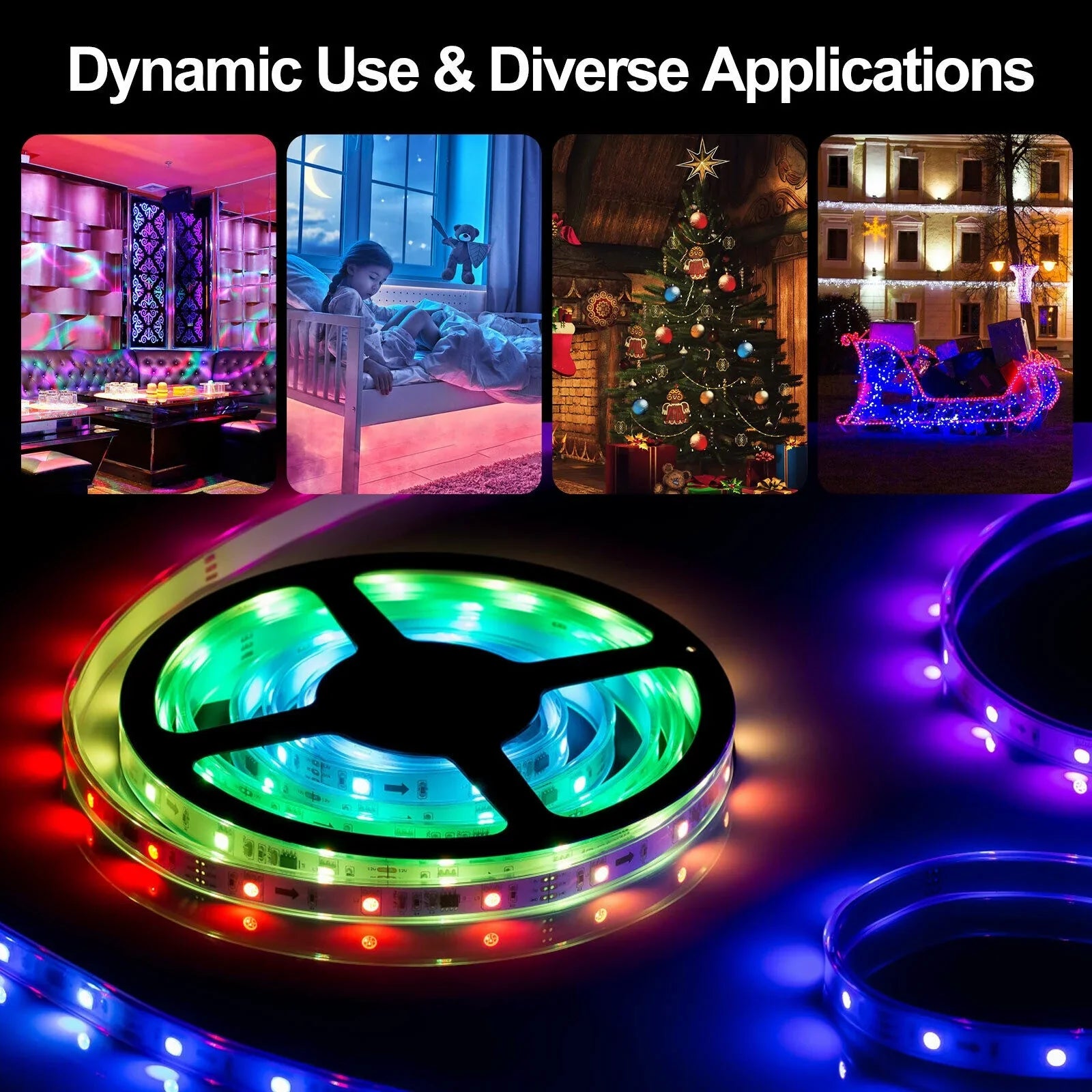 1pcs Camper lights Led Strip Lights 16.4ft RGB 2835 Led Room Lights Led Tape Lights Color Changing