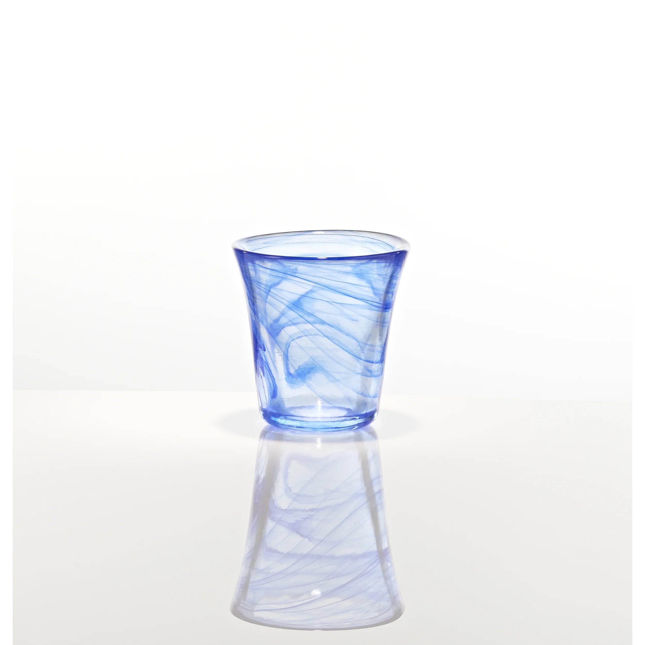 Burns Glass Euro Style Cloudy Blue Beverage - Rocks 10 oz Hand thrown thick and Unique (set of 2)