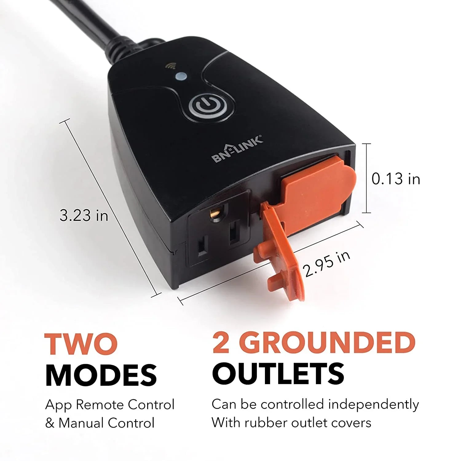 BN-LINK Heavy Duty Dual Outlet Outdoor Smart WiFi Plug Timer Outlet Switch, with Alexa and Google Assistant 2.4 GHz Network only