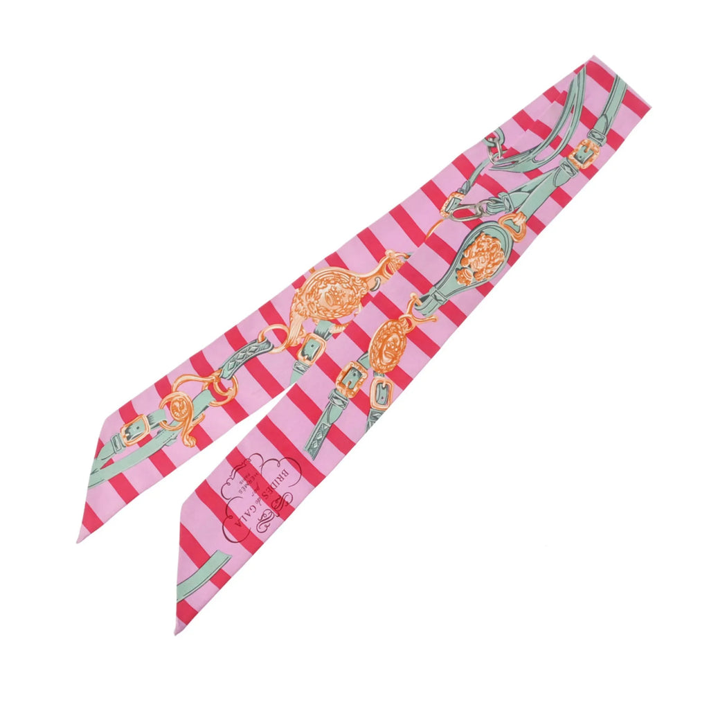 Pre-Owned HERMES Twilly BRIDES DE GALA Old Tag Pink/Red/Green - Women's 100% Silk Scarf Muffler (Fair)