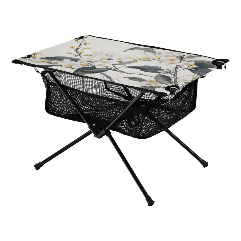 Blooming Jasmine Flowers Camping Foldable Portable Table Beach Table with Storage Bag Compact Picnic Table Outdoor Hiking Fishing BBQ