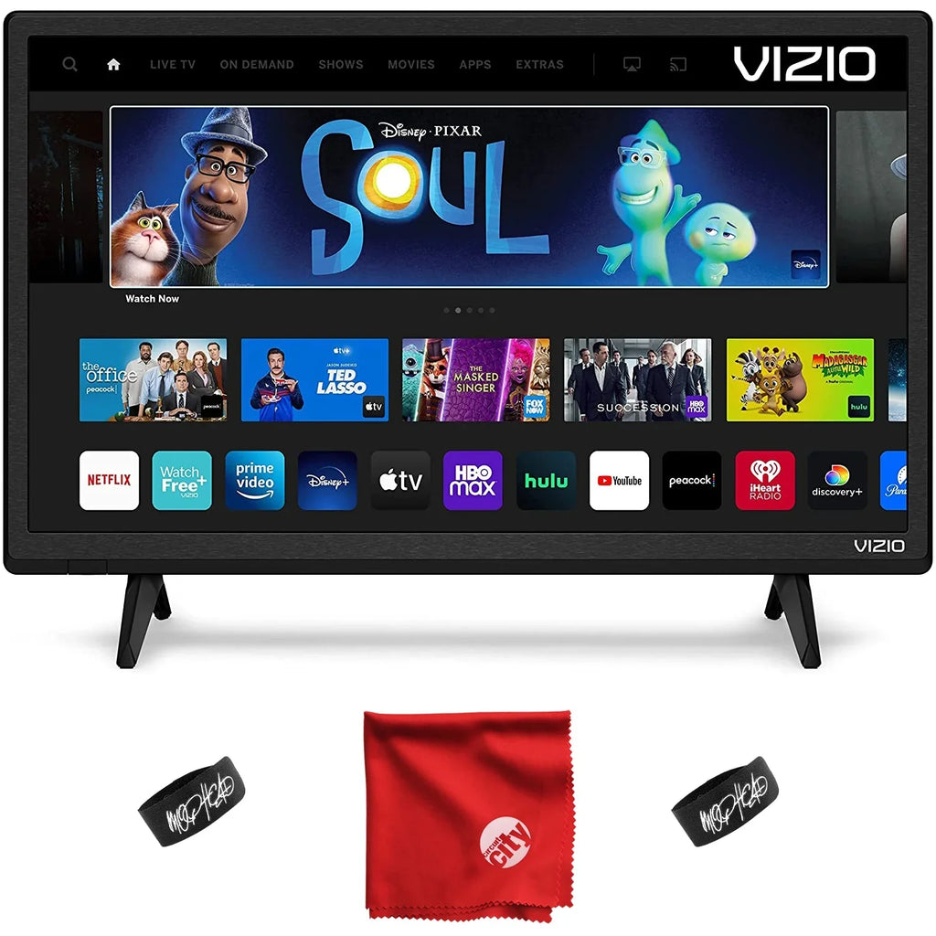VIZIO 24-inch D-Series Full HD 1080p Smart TV (D24f) with AirPlay and Chromecast Built-in, Screen Mirroring, Voice Control, & 150+ Free Streaming Channels Bundle with Cable Ties and Microfiber