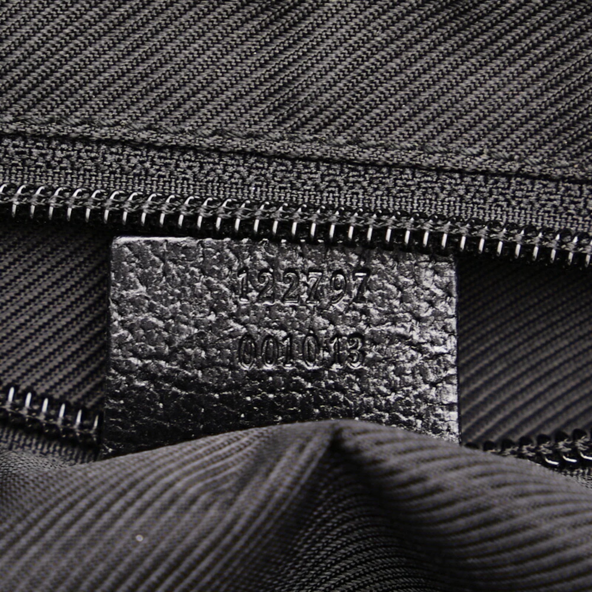 Pre-Owned Gucci GG canvas handbag tote bag 122797 black leather ladies GUCCI (Good)