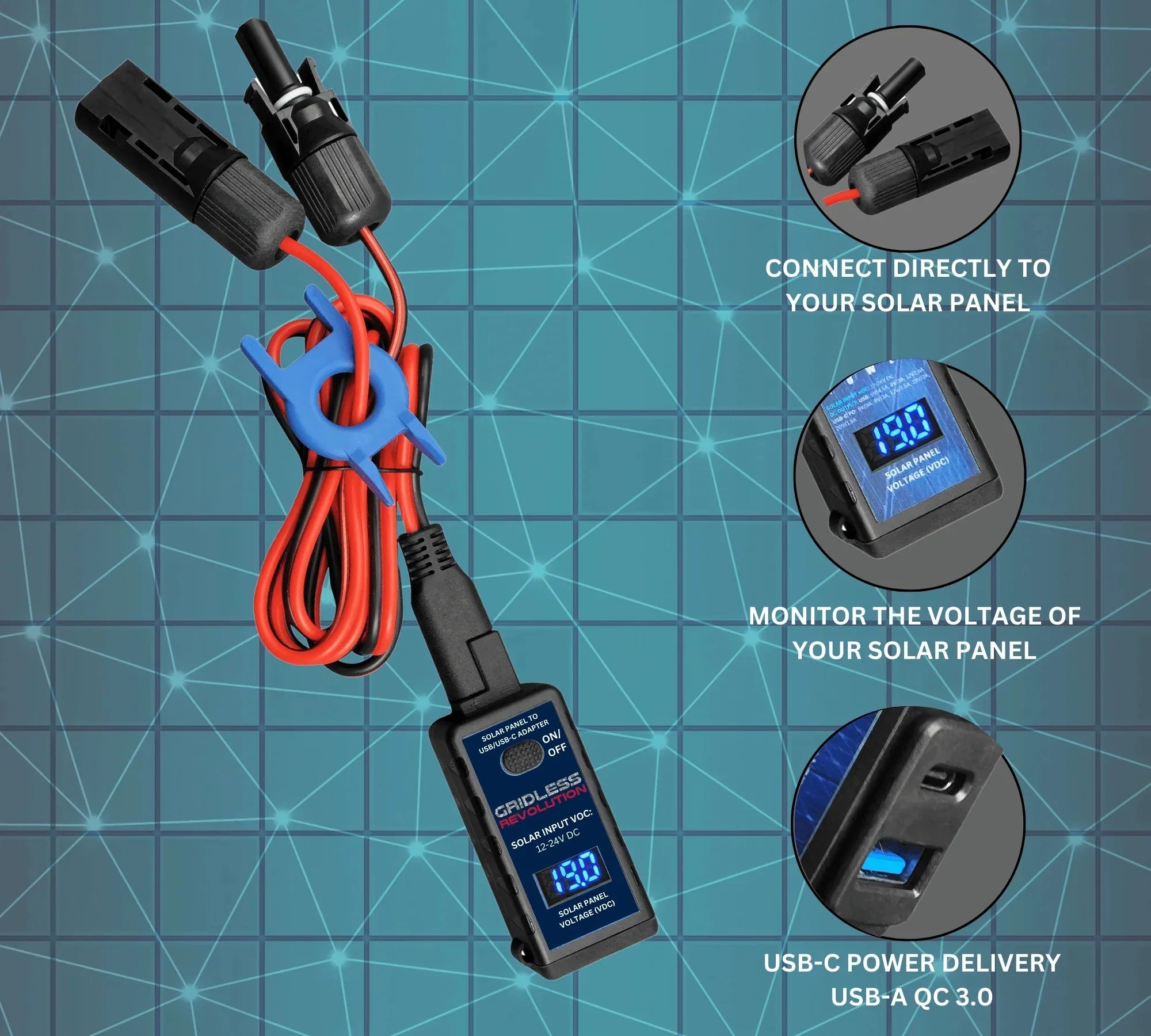 Solar Panel USB / USB-C Adapter Charge Controller Backpacking Camping Hiking OffGrid
