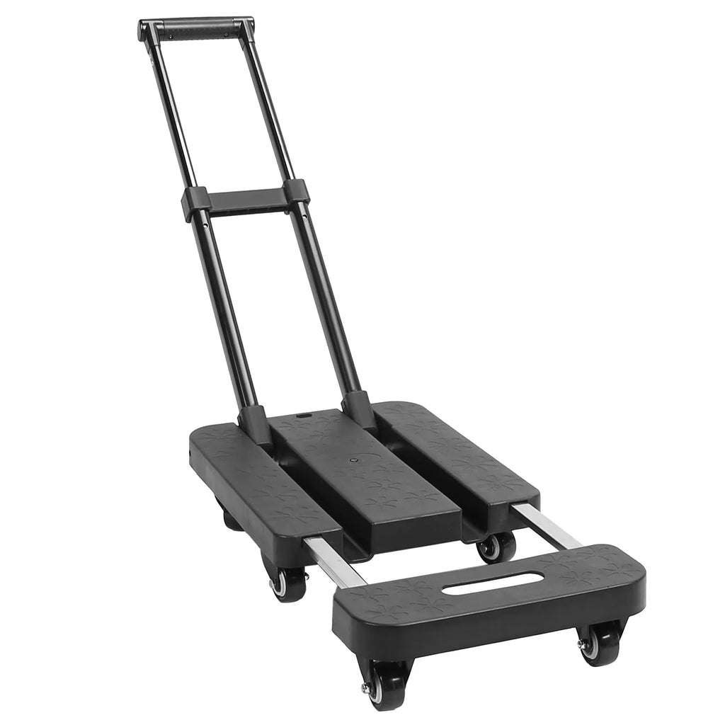 Folding Hand Truck iMounTEK 165LBS Heavy Duty Luggage Cart Utility Dolly Platm Cart Luggage with Retractable Handle 1 Elastic Ropes Black