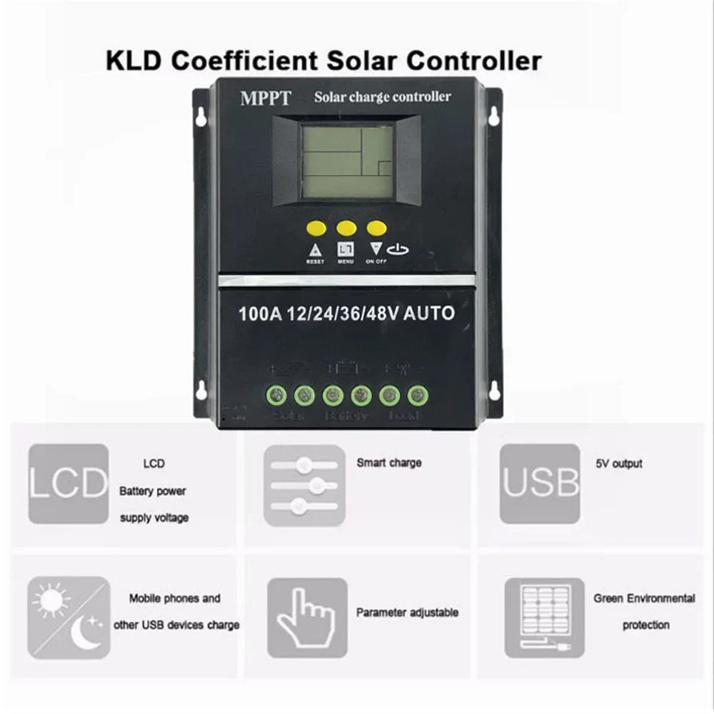 Lixada Solar Controller Automatic Voltage Identification Rechargeable Battery Leadacid Cell LCD Display Off-grid Electrical Power Generating Systems