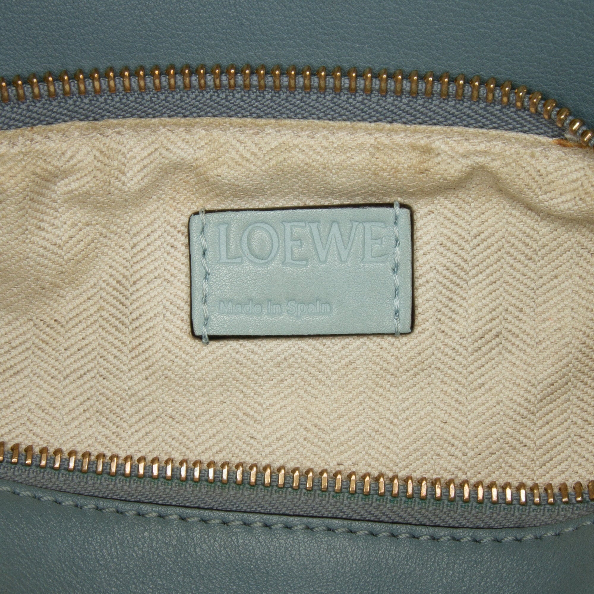 Pre-Owned Authenticated LOEWE Small Tricolor Puzzle Bag Calf Leather Blue Satchel Unisex (Good)