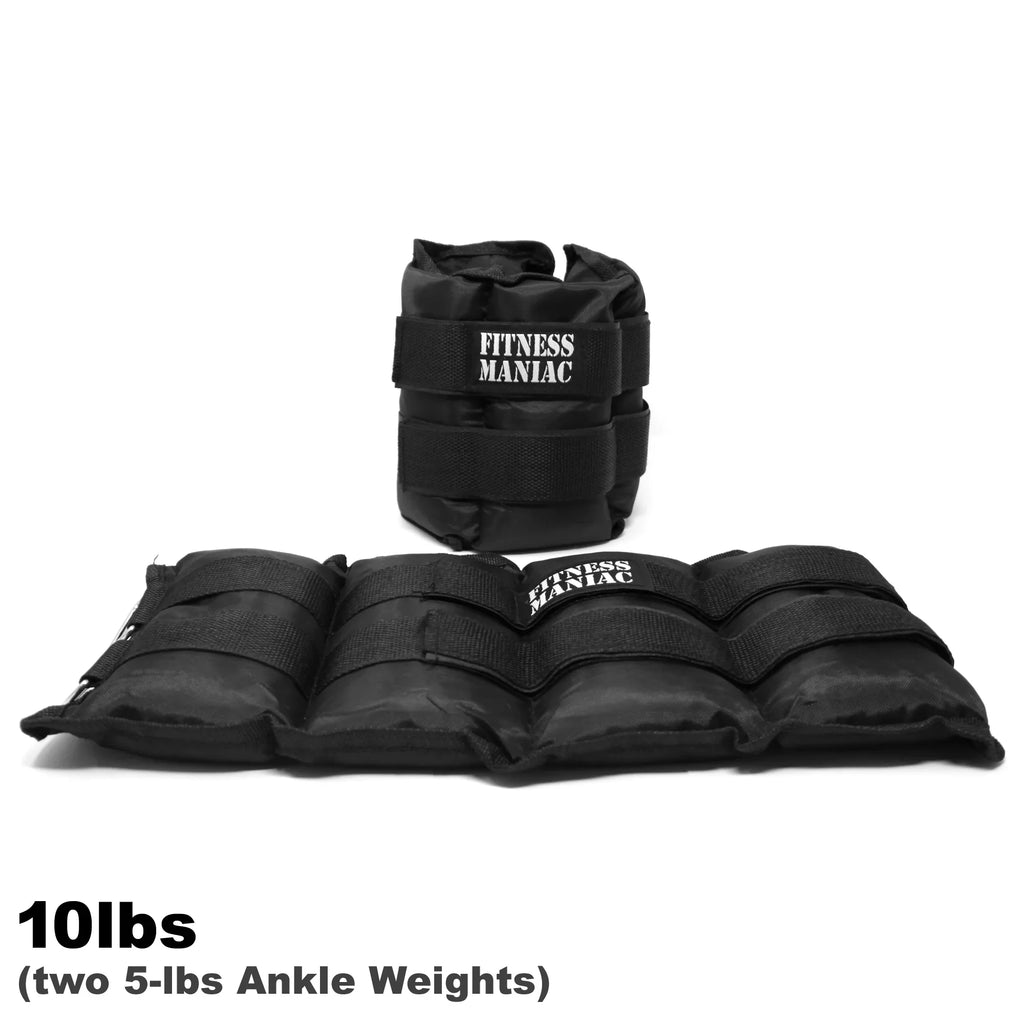 Fitness Maniac Ankle Weights Leg Adjustable Strap Home Gym Strength Training 10 lbs