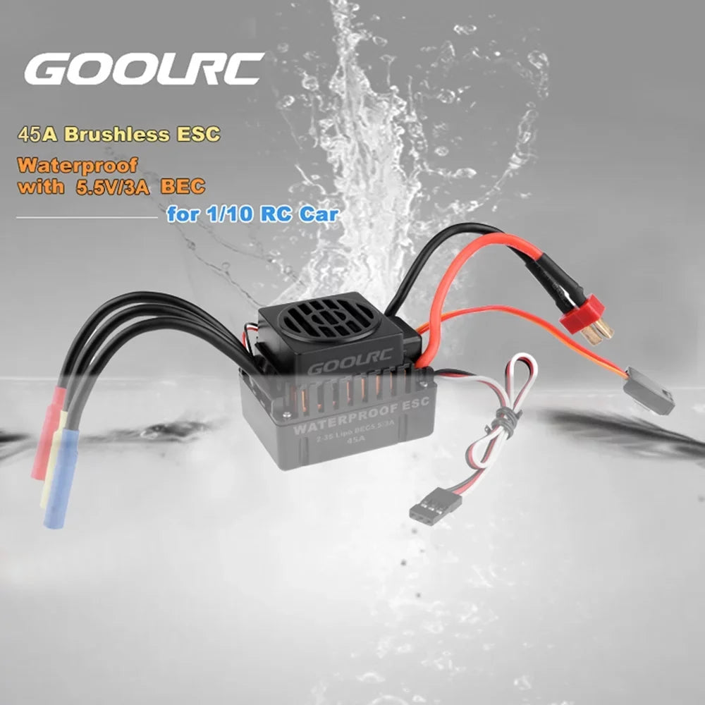 GoolRC Upgrade Waterproof F540 4370KV Brushless Motor with 45A ESC Combo Set 110 Car Truck