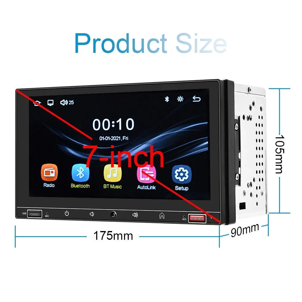 JLLOM 7" HD Screen Apple Carplay & Android Auto MP5 Player Wired Mirror Link Bluetooth AUX Fast Charge - Car Stereo System