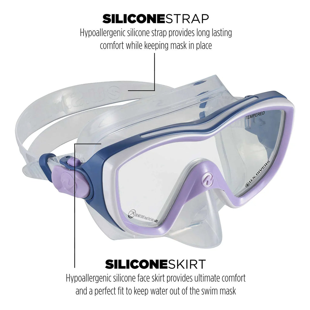 U.S. Divers Kalani Women's Snorkeling Set (Purple-White) s/m