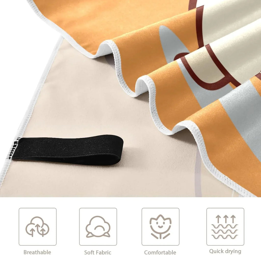 Bestwell Cute Corgi Orange Beach Towel - Super Absorbent Oversized Travel Towels - Lightweight Compact Quick Dry Towel Swimming Camping Holiday（353）