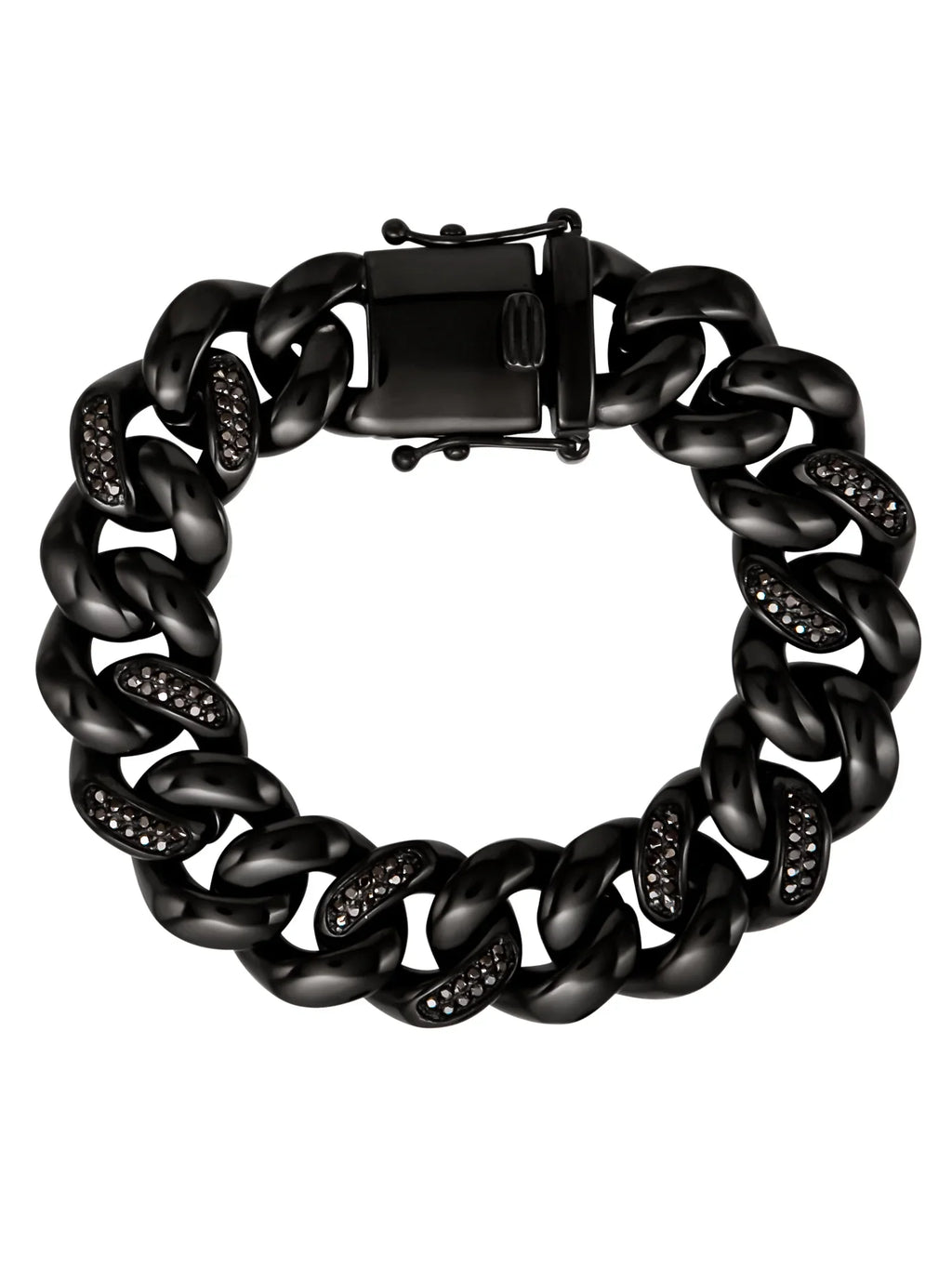 Shaquille O'Neal Men's Simulated Diamond Black IP Plated Stainless Steel Curb Bracelet