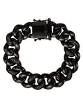 Shaquille O'Neal Men's Simulated Diamond Black IP Plated Stainless Steel Curb Bracelet